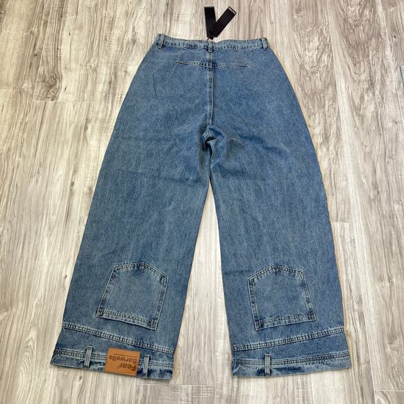Realtakai Upside Down Wide Leg Blue Denim Jeans Size L - Picture 2 of 9